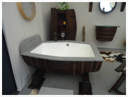 A wine barrel bathtub A wine barrel bathtub